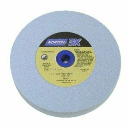 NORTON CO Bench & Pedestal Wheel, High Speed, 3X Blue Ceramic Alumina K-Grade, Size: 6in. x 1in. x 1in. 076607-05414